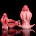 Oieffur Fissure Fantasy Stroker with petal-textured platinum silicone exterior, designed as a penetrable fantasy dildo.