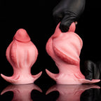 Oieffur Fissure Fantasy Stroker petal-textured platinum silicone dildo, penetrable fantasy toy with detailed ridges and realistic design.