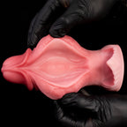Oieffur Fissure Fantasy Stroker petal-textured platinum silicone fantasy dildo for sensual pleasure and realistic feel.