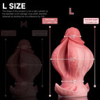 Oieffur Fissure Fantasy Stroker petal-textured platinum silicone dildo for penetrative pleasure, showcasing detailed design and realistic features.