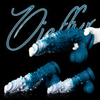 Oieffur Koopa silicone monster dildo with suction cup, featuring vibrant colors and textured surface in various sizes for fantasy play.