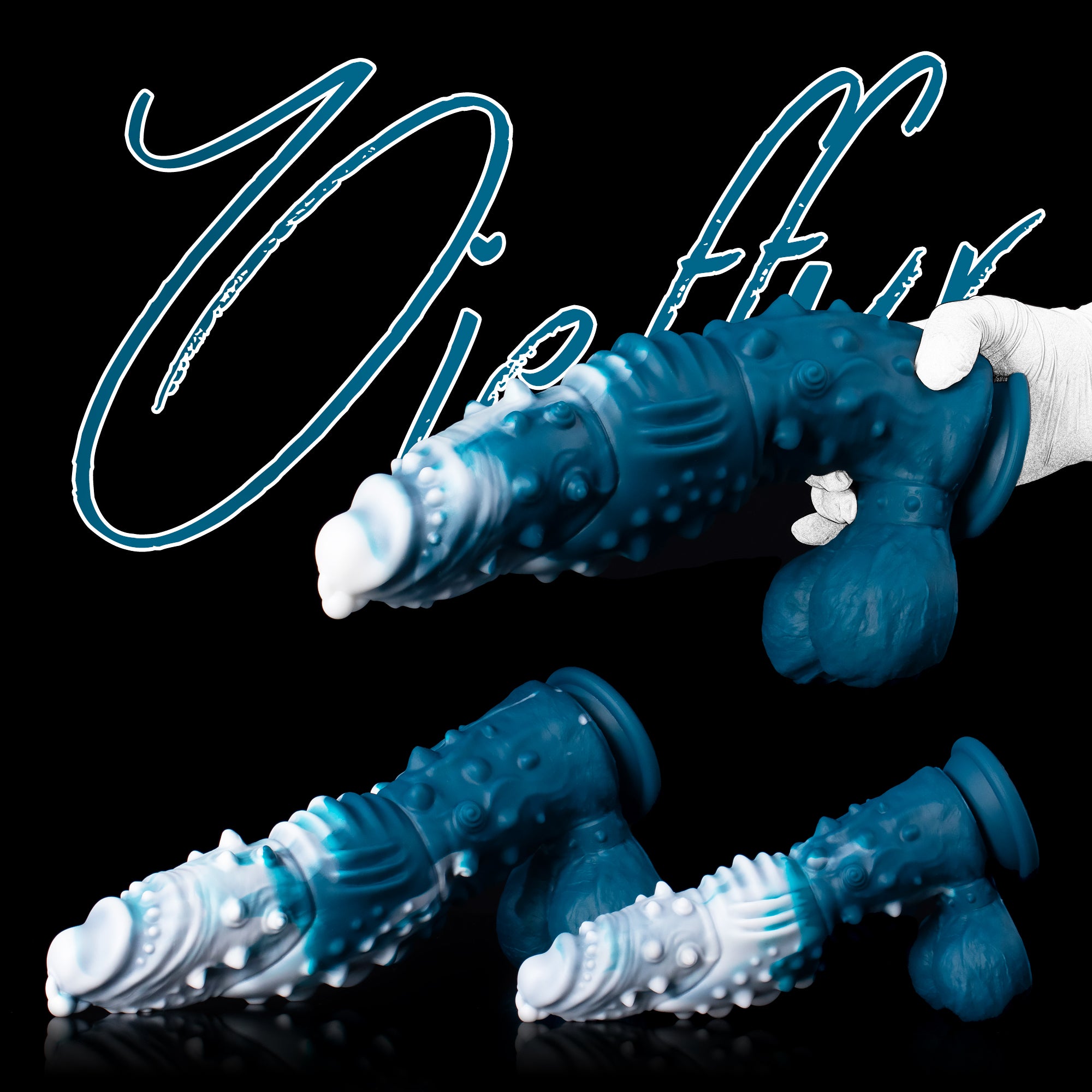 Oieffur Koopa silicone monster dildo with suction cup, featuring vibrant colors and textured surface in various sizes for fantasy play.