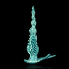 Oieffur Winding Fantasy Dildo with textured beads for pleasure, featuring a colorful, spiral design and realistic shape.
