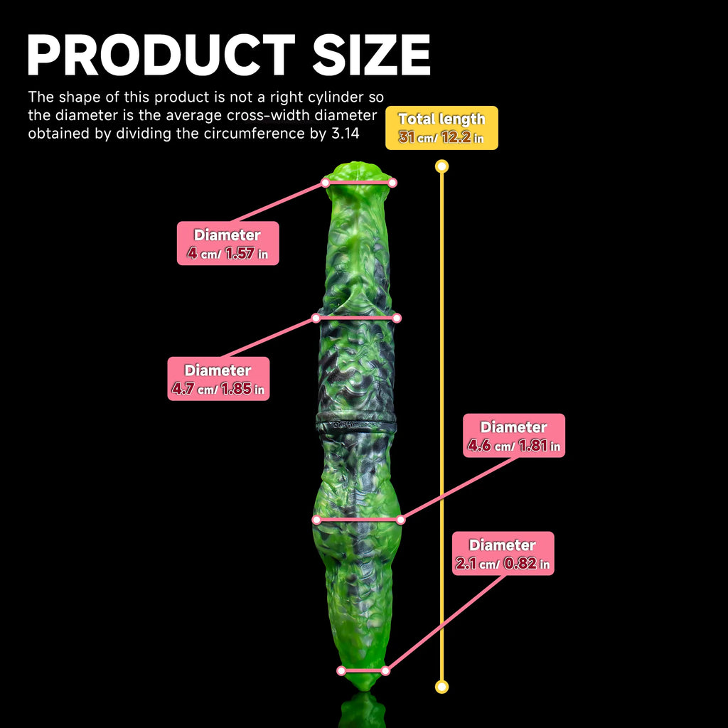 Realistic horse and dog-shaped dual sensation platinum silicone fantasy dildo from Oieffur, double-ended with detailed animal features.