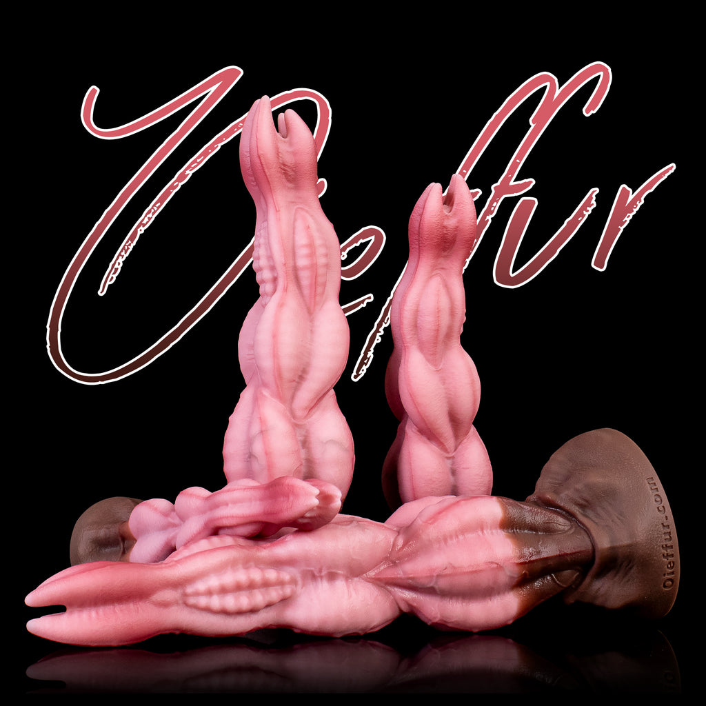Oieffur Nagaros platinum silicone fantasy dildo shaped like the feathered serpent god with detailed scales and serpent head design.