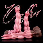 Oieffur Nagaros platinum silicone fantasy dildo shaped like the feathered serpent god with detailed scales and serpent head design.