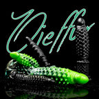 Black Abyss Spiked Dildo from Oieffur, a platinum silicone fantasy dildo with a textured, spiked design for intense sensation.