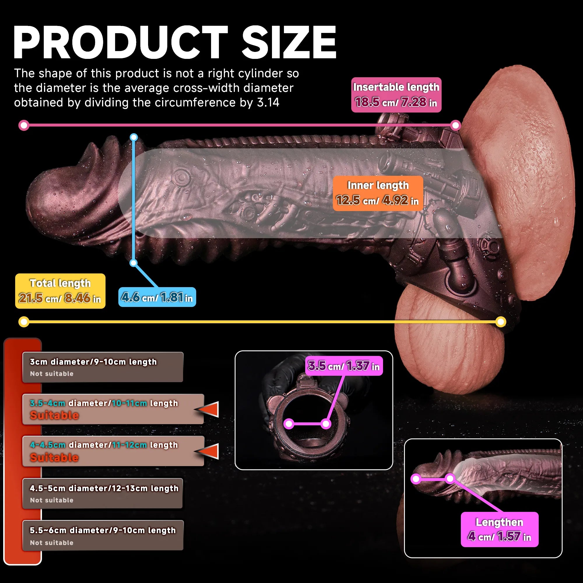 Oieffur Cyberpunk Sheath Male Extender Sleeve with mechanical real feel design, designed to enhance and extend penis appearance.