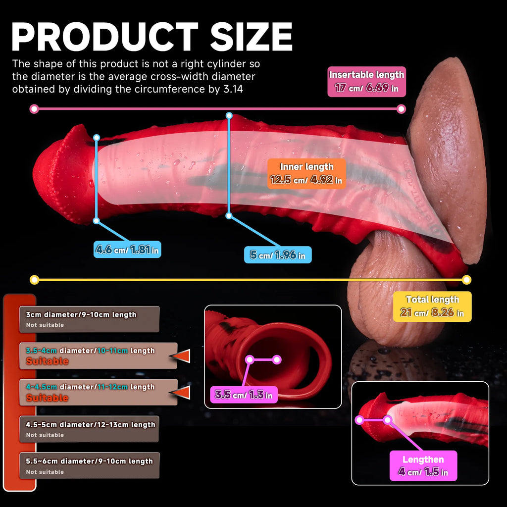 Oieffur Storm Horse Male Extender Sleeve, realistic penis sheath for enhancement, shown on a natural skin-toned model.