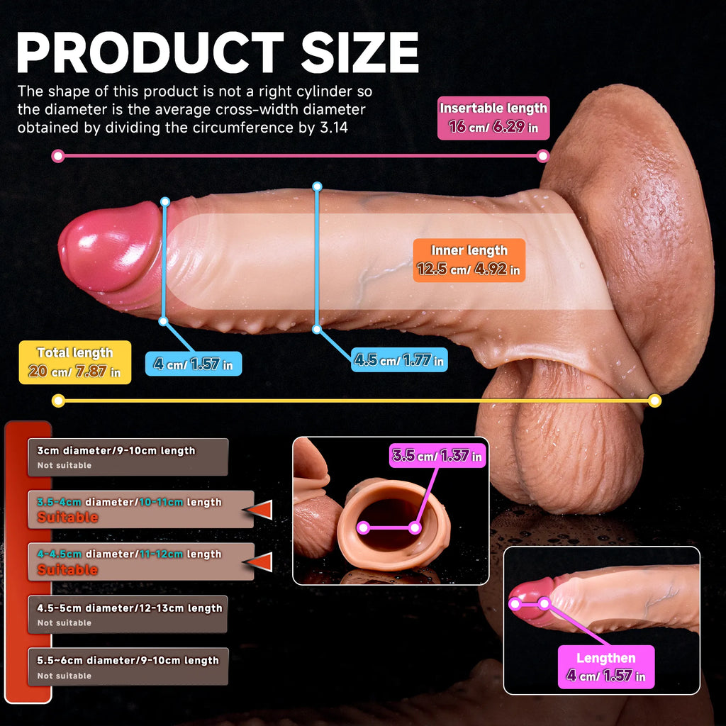 Oieffur Lifelike Sleeve Penis Extender showing realistic texture and enhanced length and girth, designed for improved size and appearance.