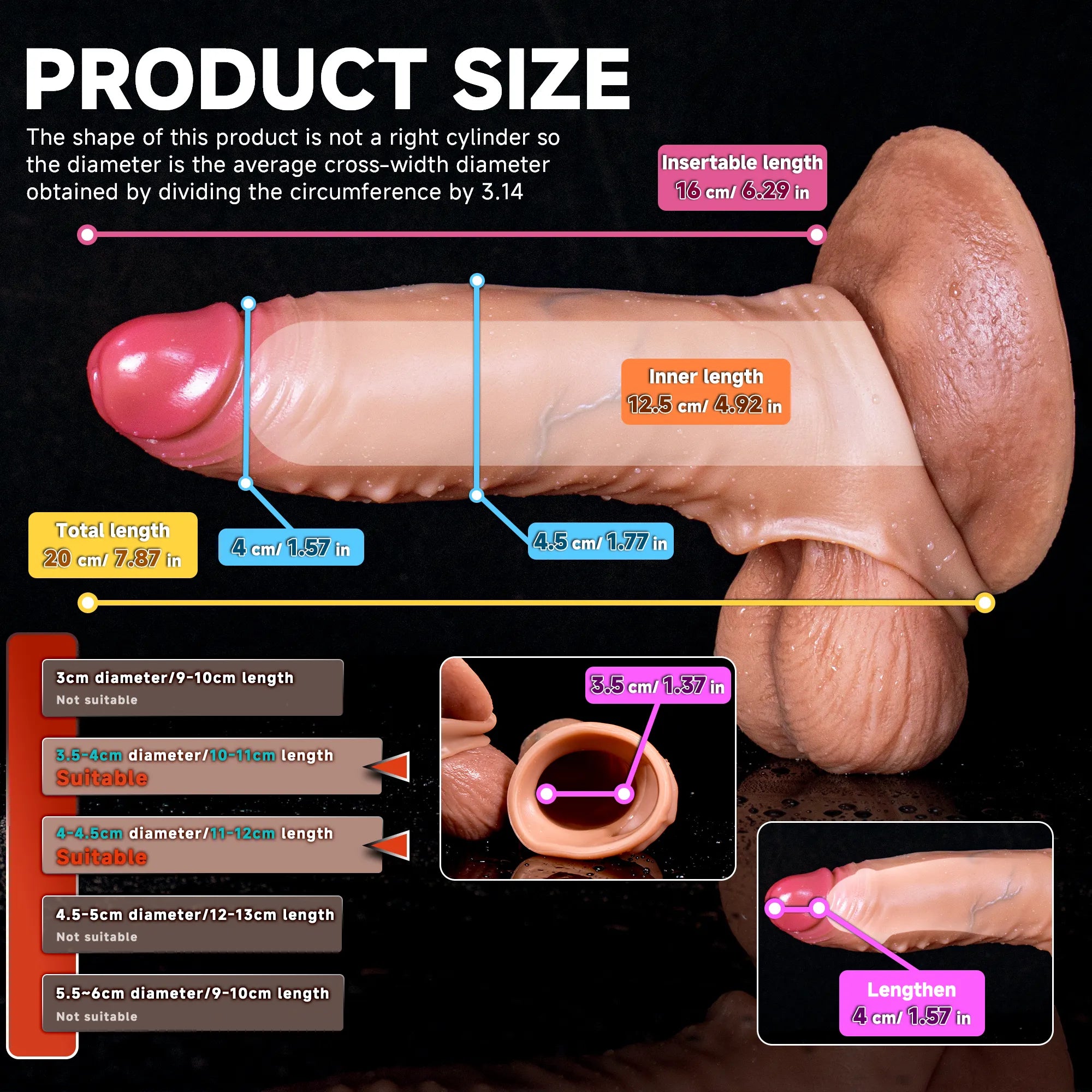 Oieffur Lifelike Sleeve Penis Extender showing realistic texture and enhanced length and girth, designed for improved size and appearance.