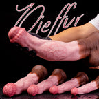 Realistic horse-inspired platinum silicone dildo from Oieffur, featuring a strong bow design and detailed horse features.