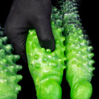 Black Abyss spiked dildo by Oieffur, a platinum silicone fantasy dildo designed for intense pleasure and stimulation.