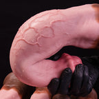 Realistic horse-inspired platinum silicone dildo from Oieffur, featuring detailed equine design and smooth surface.
