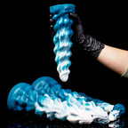 Oieffur Thick Conqueror Platinum silicone dildo with tapered design, fantasy dildo for adult pleasure, shown in a close-up image.