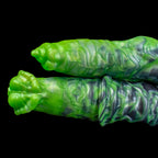 Oieffur Dual Sensation Platinum silicone double-ended dildo with realistic horse and dog designs, fantasy fantasy dildos, detailed and smooth.