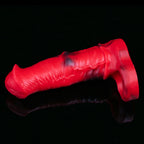 Oieffur male silicone penis sleeve, a realistic girth and length extender with textured surface and snug fit for enhanced sensation.