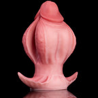Oieffur Fissure Fantasy Stroker petal-textured platinum silicone dildo, penetrable fantasy toy with intricate surface design.