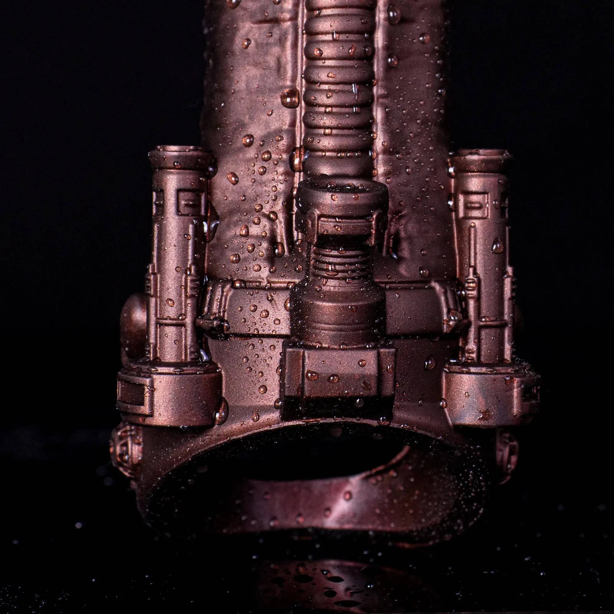 Oieffur Cyberpunk Sheath Male Extender Sleeve with mechanical design, realistic feel, and textured penis sheath for enhanced sensation.