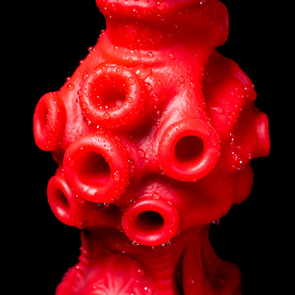 Oieffur Abyssal Depths beaded dildo made of medical-grade silicone, featuring textured beads for sensory stimulation.