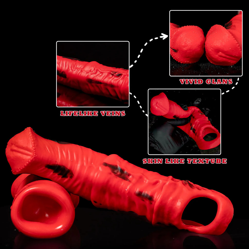 Oieffur Storm Horse male extender sleeve, realistic penis sheath in flesh tone, designed for enhanced intimacy and comfort.