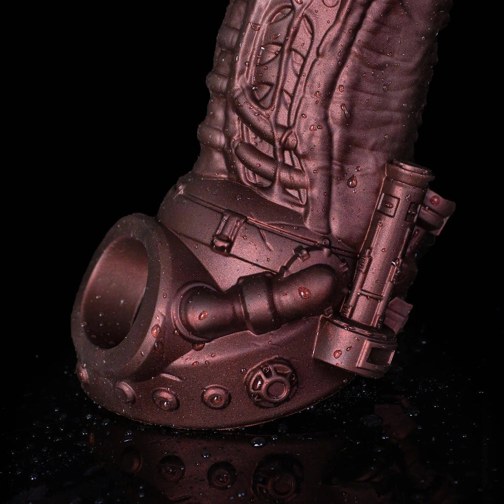 Cyberpunk-style male extender sheath by Oieffur, featuring realistic mechanical design for enhanced penis enhancement and sensation.