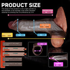 Black Fury realistic silicone sheath with ring, penis extender sleeve from Oieffur, designed to enhance size and sensation.