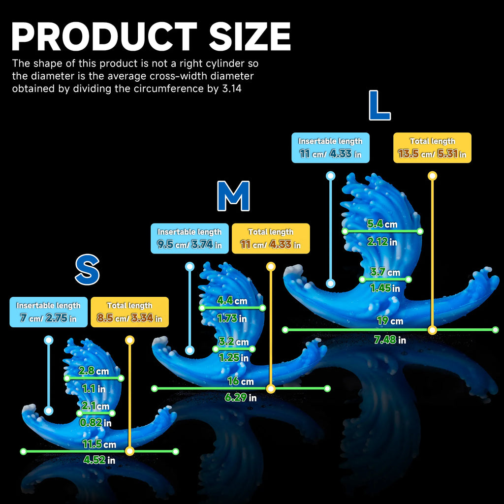 Oieffur Wave Fantasy Anal Plug, prostate stimulating fantasy dildo with curved, textured design for pleasurable anal play.