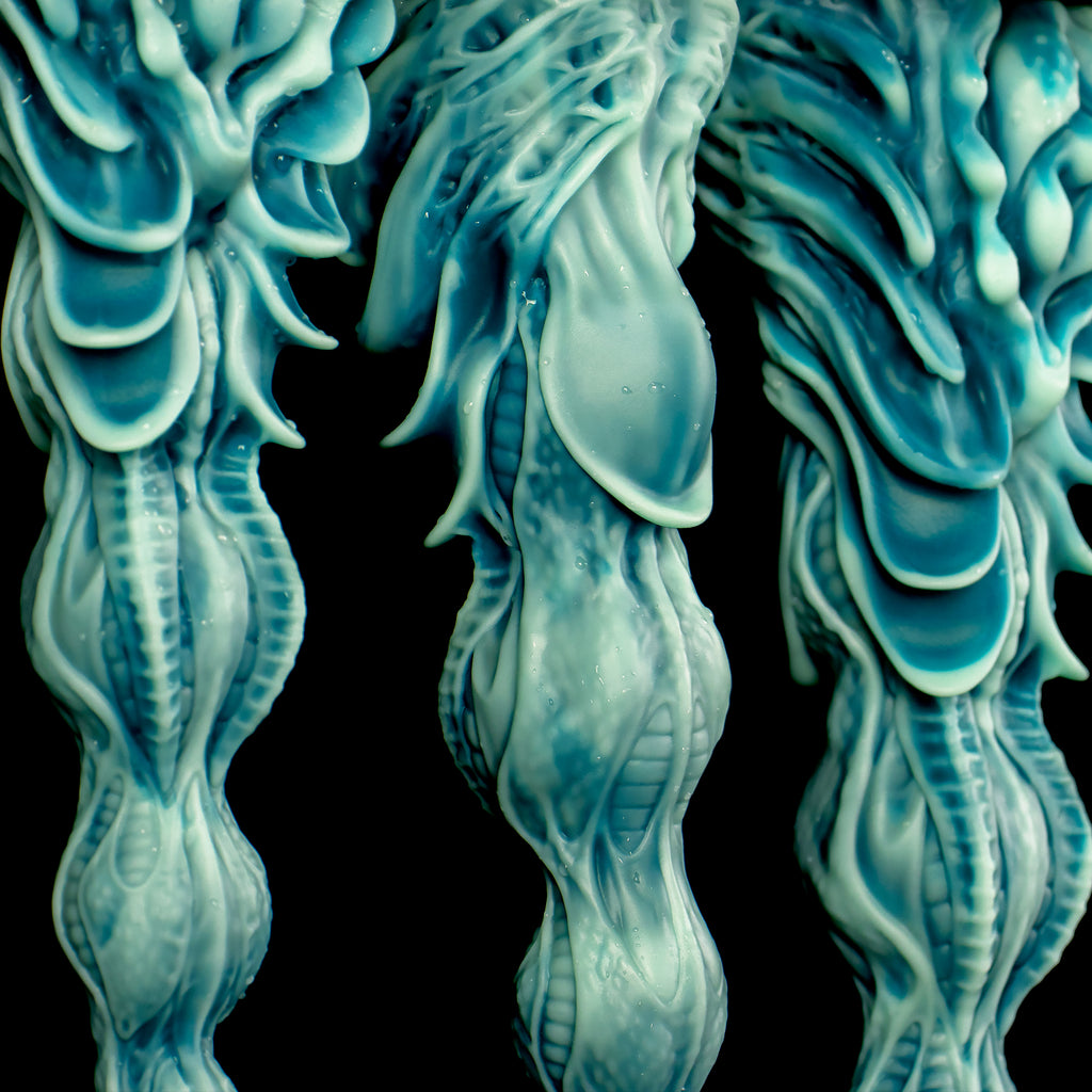 Oieffur Winding Fantasy Dildo with textured beads for pleasure, featuring realistic design and detailed surface for enhanced sensation.