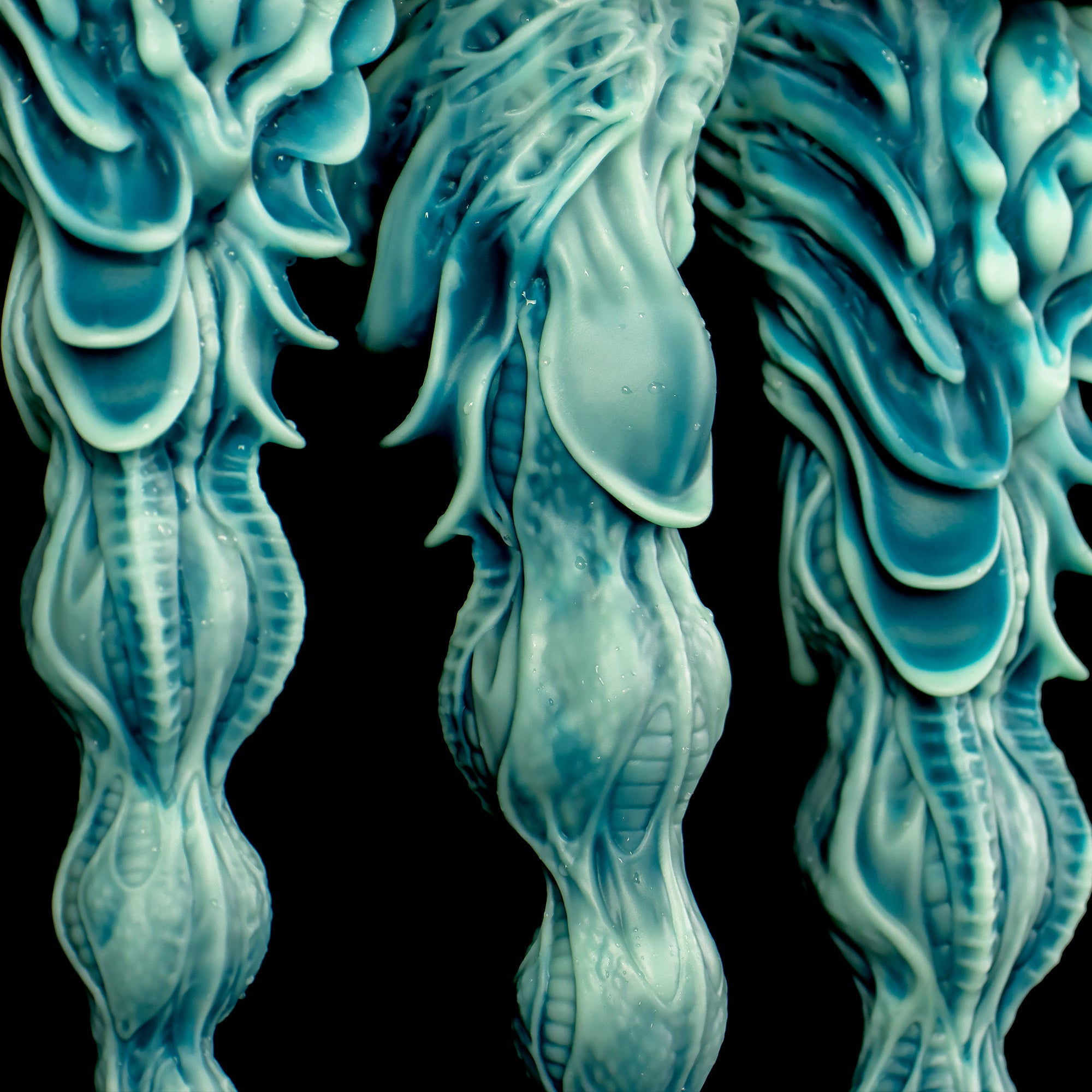 Oieffur Winding Fantasy Dildo with textured beads for pleasure, featuring realistic design and detailed surface for enhanced sensation.