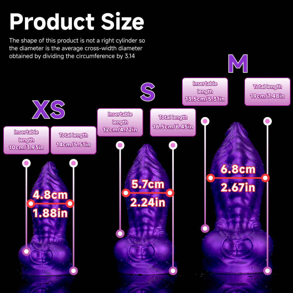 Skyline Challenger Platinum silicone squirt dildo from Oieffur, detailed view of the fantasy dildo with textured surface.
