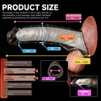 Oieffur Warhorse flexible penis sleeve extender with girth enhancement and cock ring, shown on a male model.