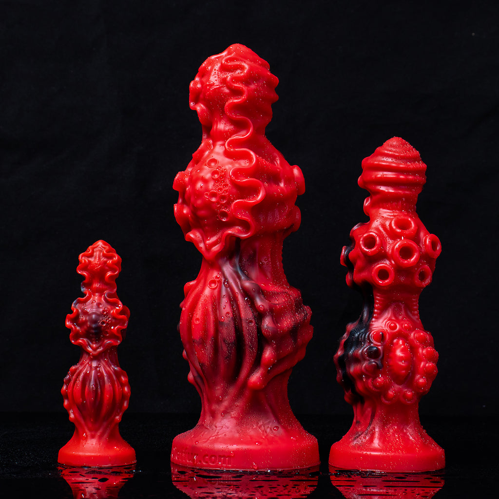 Oieffur Abyssal Depths beaded dildo made of medical grade silicone, featuring a realistic design and textured surface.