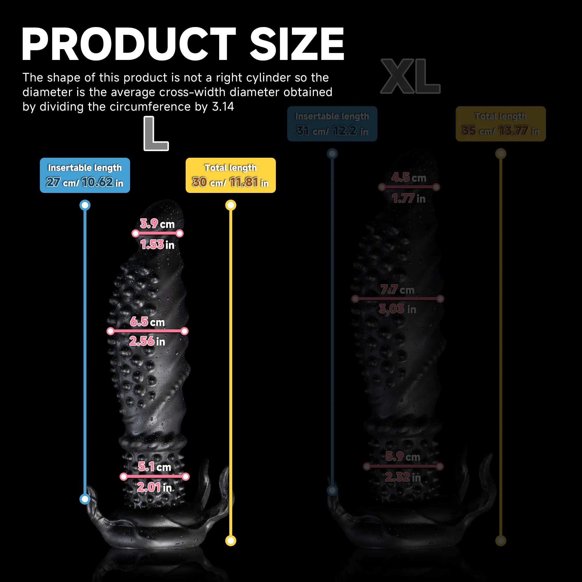 Black Abyss Spiked Dildo by Oieffur, platinum silicone fantasy dildo with textured spikes, designed for intense pleasure.