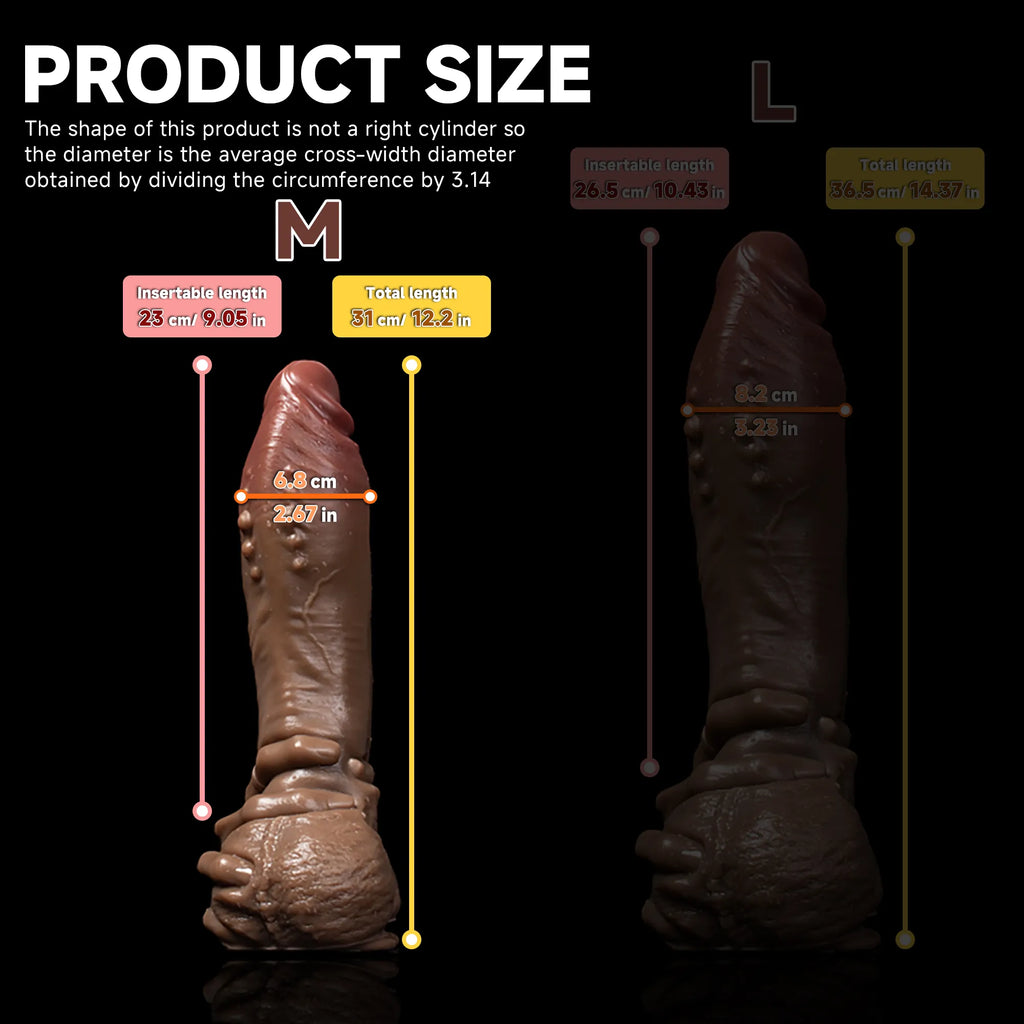 Realistic Hot Surge Fantasy Dildo by Oieffur with dual-layer design, showcasing detailed texture and lifelike appearance.