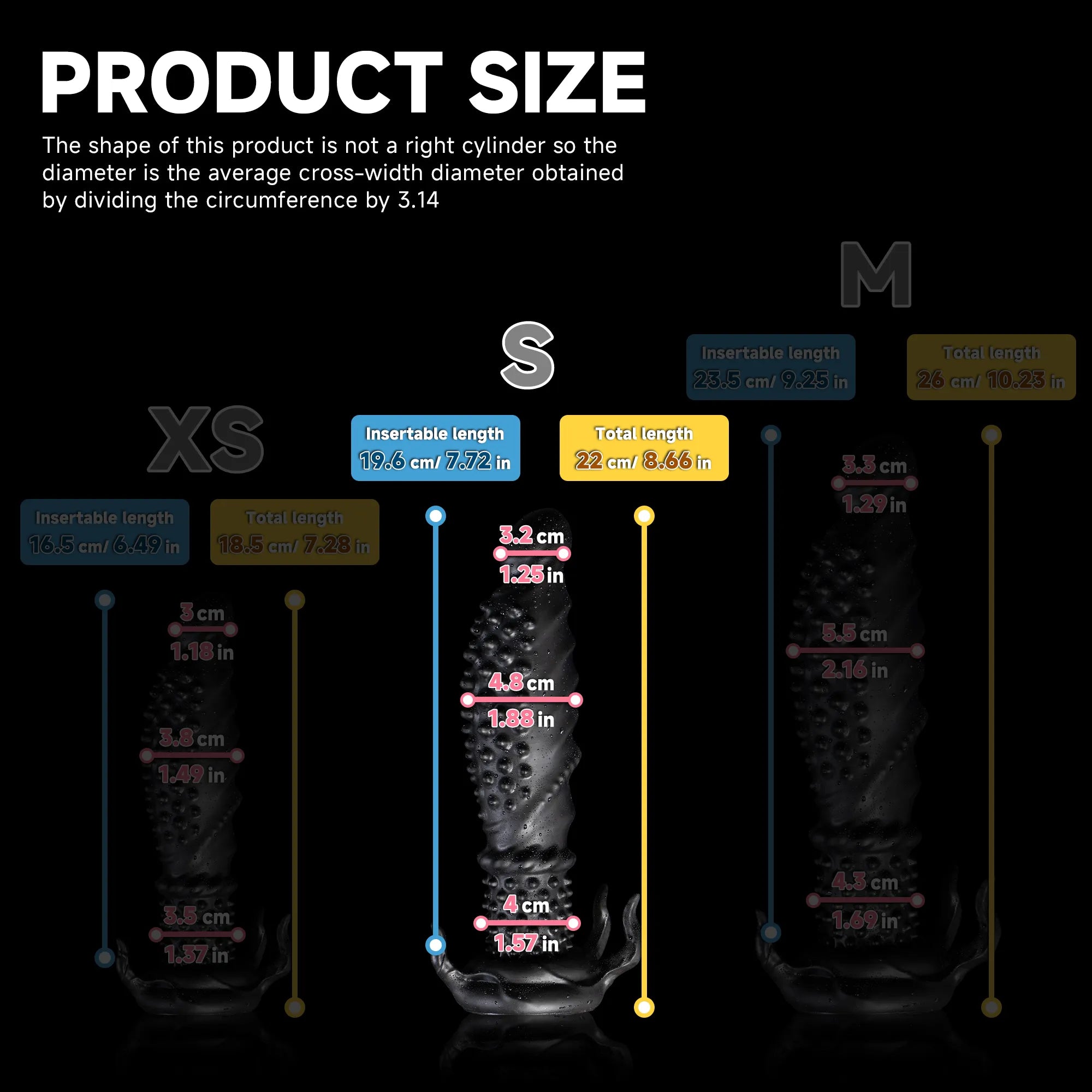 Black Abyss spiked dildo from Oieffur's Fantasy Dildos collection, made of platinum silicone with textured, spiked design.