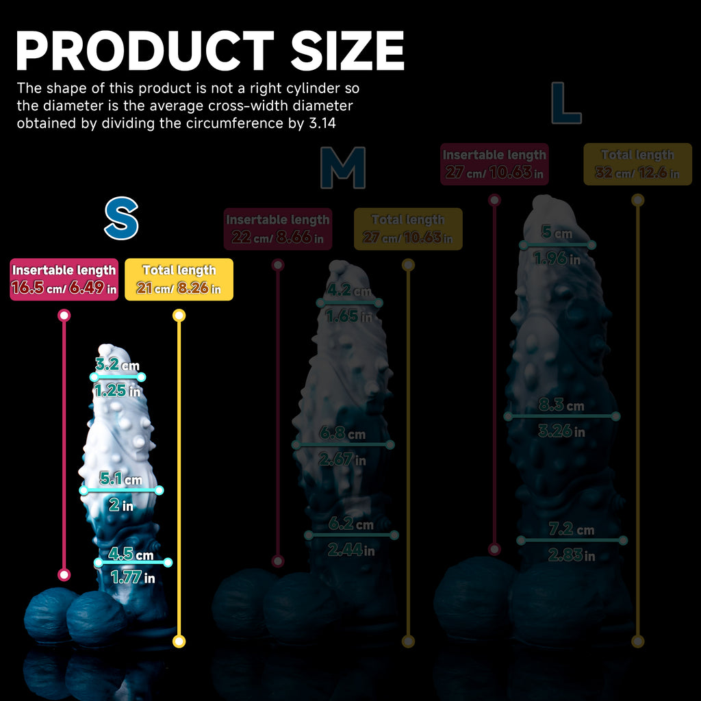 Oieffur Koopa Silicone Monster Dildo with suction cup, available in various sizes, detailed monster design for fantasy pleasure.