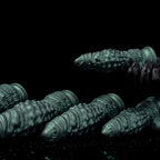 Oieffur Nexus Node Monster Toy fantasy dildo with alien texture in platinum silicone, detailed surface design and realistic appearance.