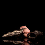 Realistic dog penis sleeve made of platinum silicone, designed as a canine cock extender, for enhanced pet intimacy.