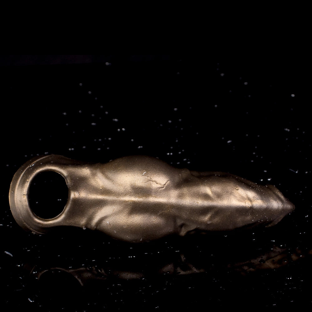 Realistic dog penis sleeve made of platinum silicone, extending canine cock with a natural appearance and comfortable fit.