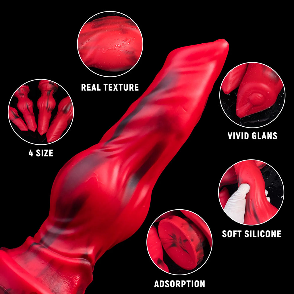 Realistic silicone dildo shaped like a wolf and dog, from Oieffur Firewolf collection, showcasing detailed design and realistic features.